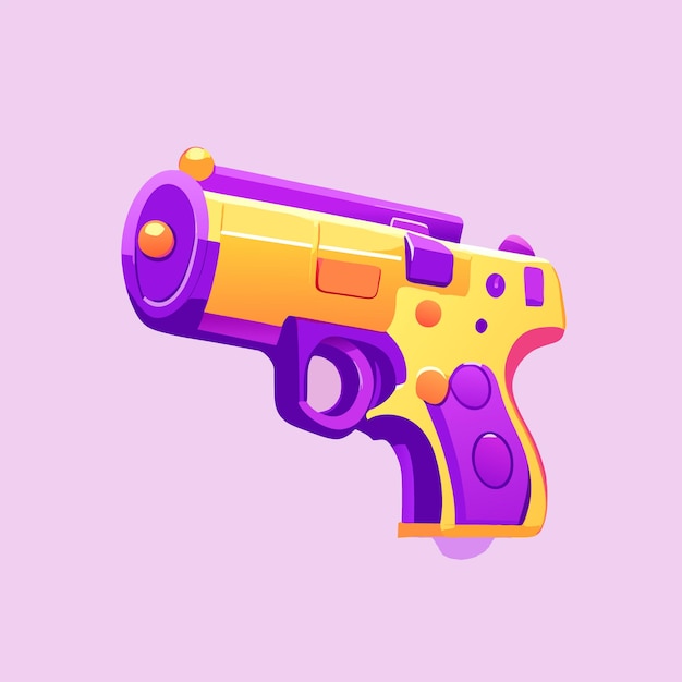 Вектор Пистолет игрушка мультфильм икона виртуальный предмет игра реквизит простой стиль пистолет оружие иллюстрация