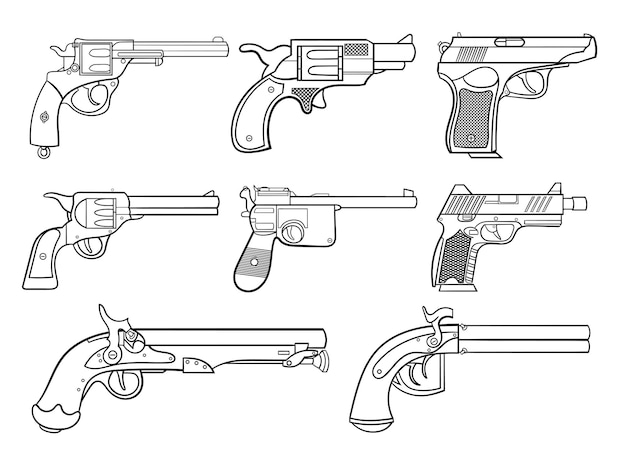 흰색 배경에 고립 된 권총 벡터 디자인 일러스트 레이 션