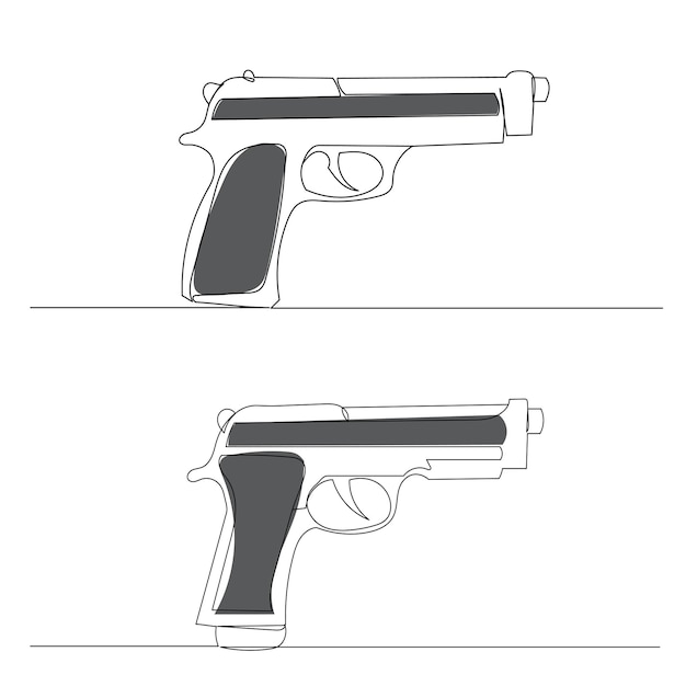 Vettore vettore di silhouette di pistole su sfondo bianco
