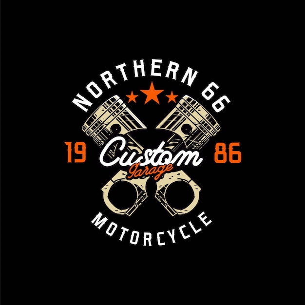 Piston custom motorfiets logo garage ontwerp