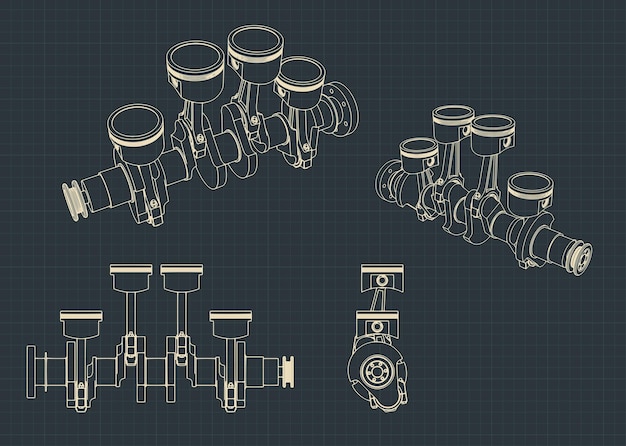 piston group with crankshaft blueprints