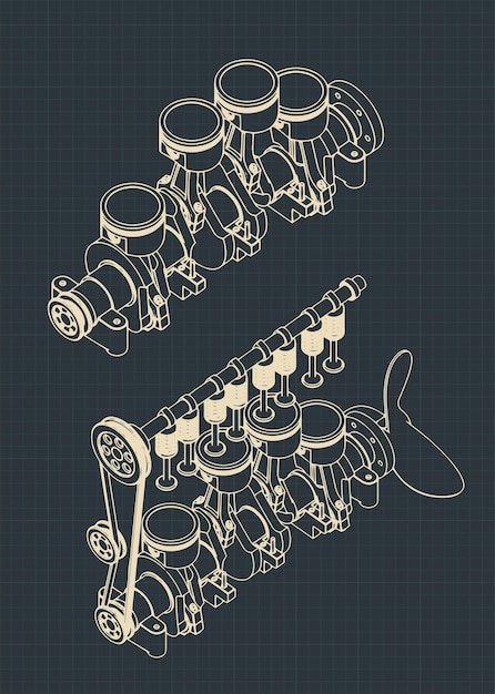 piston group with crankshaft drawings