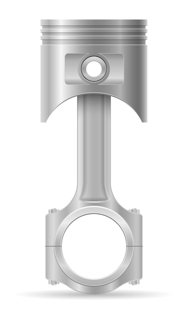 白で隔離された自動車エンジンのコネクティングロッド部分を備えたピストン
