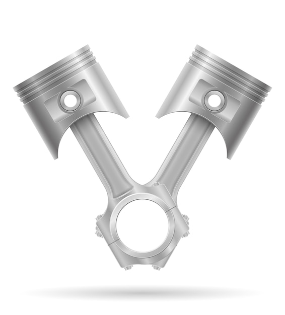 piston with a connecting rod part of a car engine isolated on white