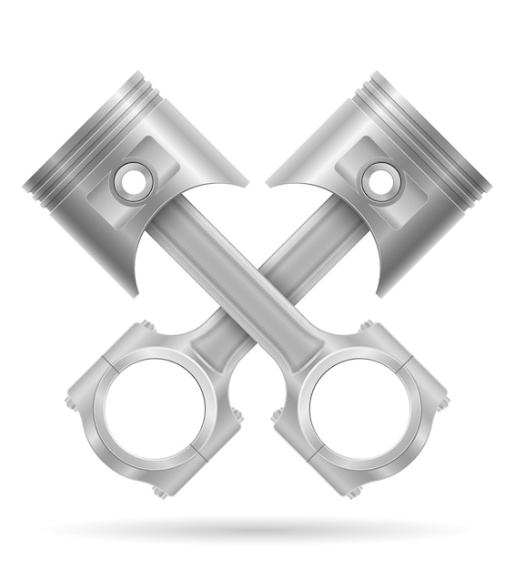 piston with a connecting rod part of a car engine isolated on white