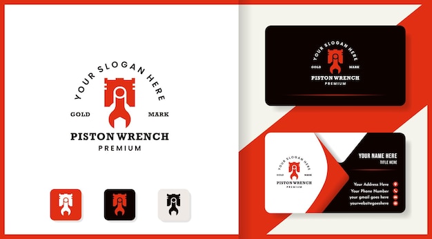 Piston wrench logo and business card design