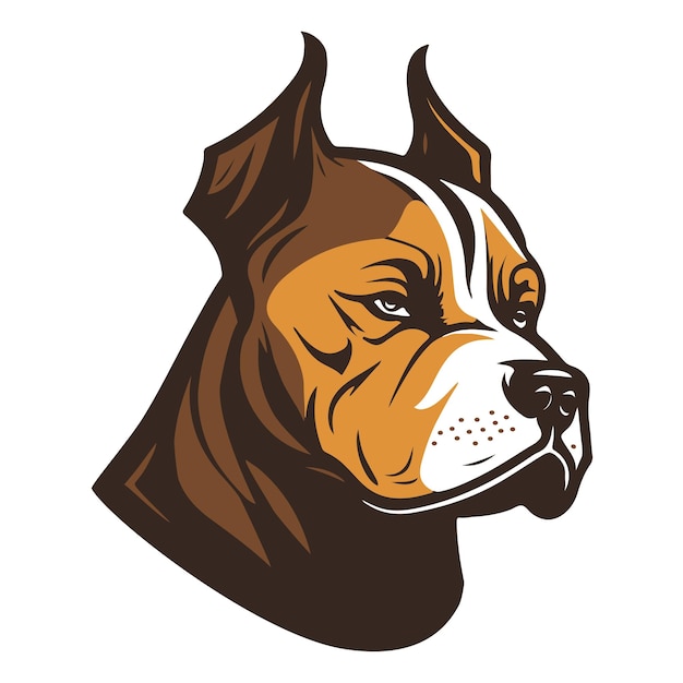 Pit Bull hoofd pictogram Hond logo Vechtende honden label sport mascotte Vector Illustratie cartoon platte ic