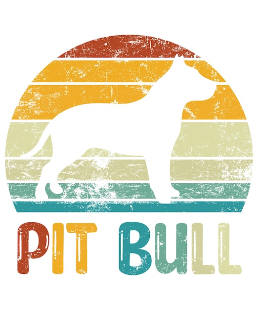 Pit Bull Retro Vintage zonsondergang Tshirt ontwerpsjabloon Pit Bull aan boord van autoruit Sticker POD