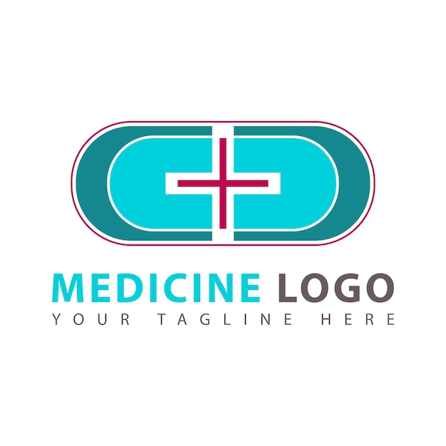 Vector pit plus logo design template health care capsule icon cross label symbol for pharmacy hospital