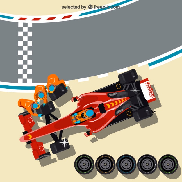 Vector pit stop in top view