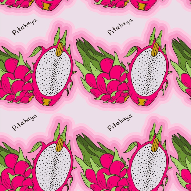 Vector pitahaya's in hetzelfde lijnpatroon