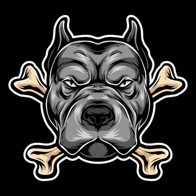 Vettore logo osso pitbull