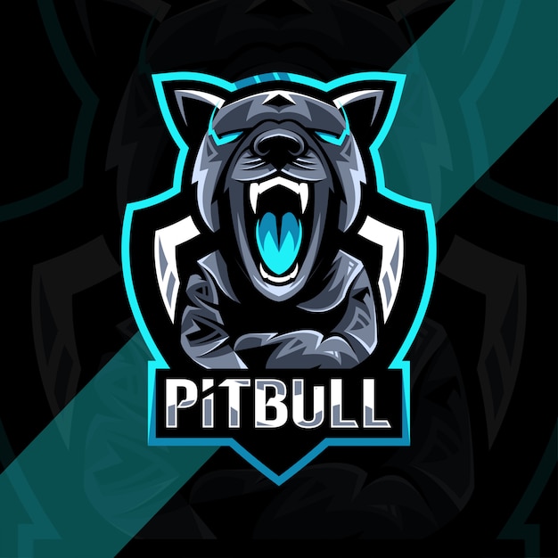 Pitbull boos mascotte esport embleemontwerp