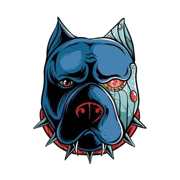 Vector pitbull cyborg illustration