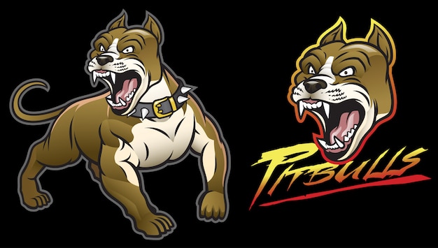 Vector pitbull dog angry