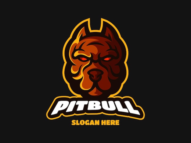 Pitbull dog mascot logo illustration