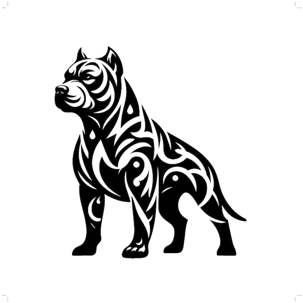 Vector pitbull dog in modern tribal tattoo abstract line art of animals minimalist contour vector