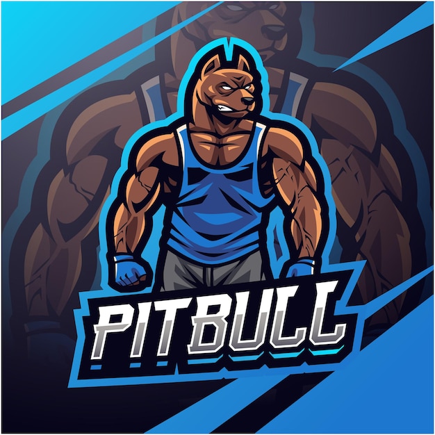 Pitbull gym esport Mascot Logo