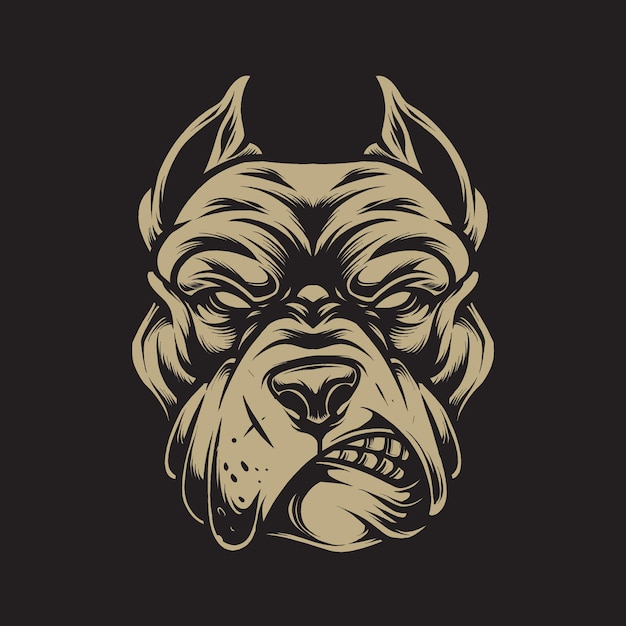 Premium Vector | Pitbull head illustration