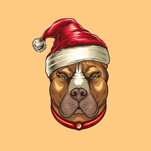 Pitbull met kerstmuts