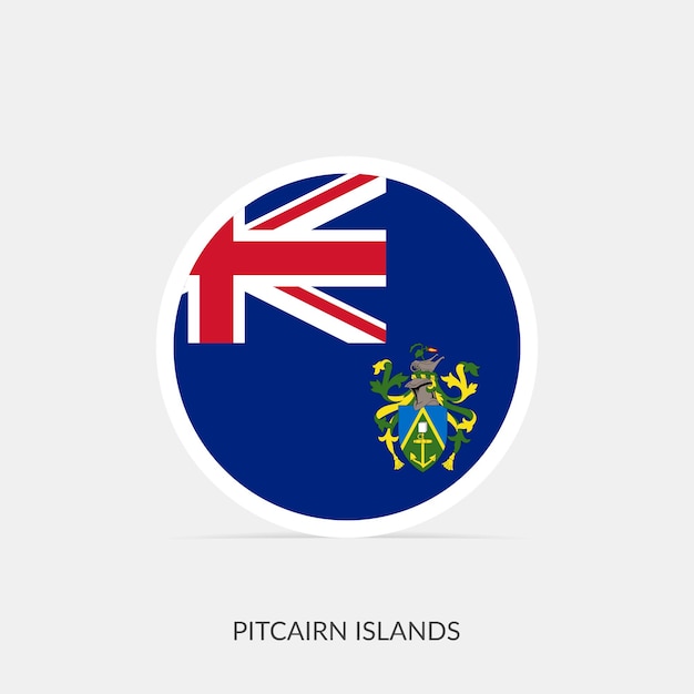 Vector pitcairn islands round flag icon with shadow