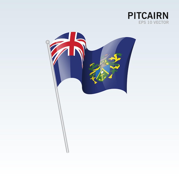 Vector pitcairn islands waving flag isolated on gray