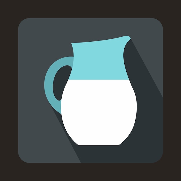 Pitcher of milk icon in flat style on a gray background