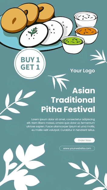 Pitha festival vector template