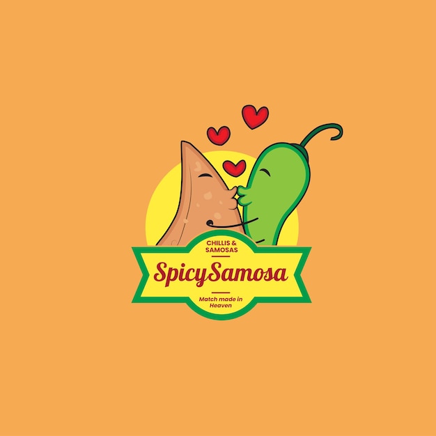 Pittig samosa vector logo ontwerp