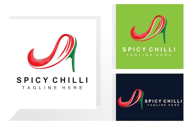 Pittige Chili Logo Ontwerp Rode Groente Illustratie Keuken Ingrediënten Hot Chili Vector Merk Producten