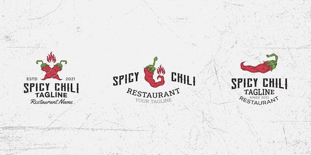 Pittige chili logo ontwerp sjabloon vector, chili peper, hete chili, rode chili, pittig eten