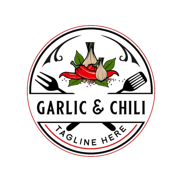 pittige chili vector logo ontwerp rode chili en kruiden concept, voor pittig voedsel product label