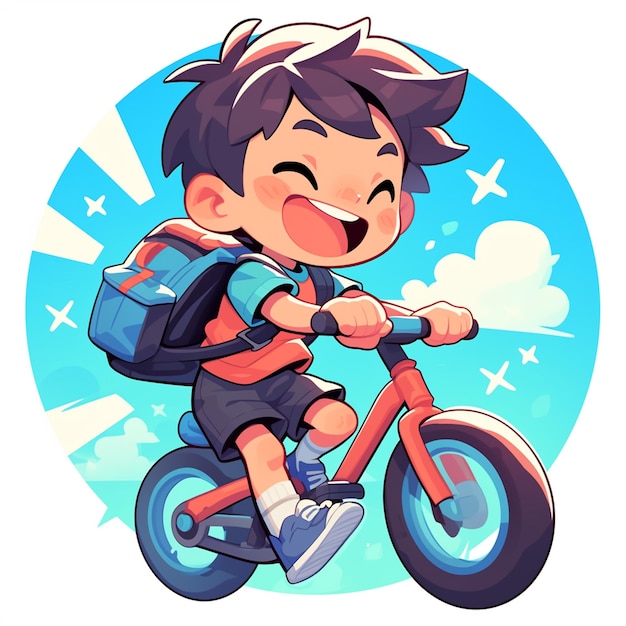 A Pittsburgh boy rides a crosscountry bike in cartoon style