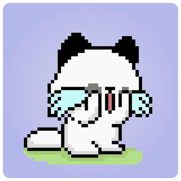 Pixel 8 bit cat crying. pixel animal for game assets in vector illustrations