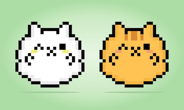 ベクトルイラストのゲームアセットの太った猫の動物のピクセル8ビット