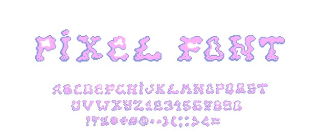 Vector pixel alphabet retro 8bit video game letters vector