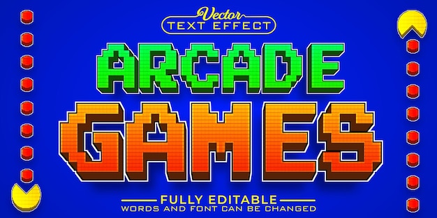 ピクセルアーケードゲームベクトル編集可能なテキスト効果テンプレート