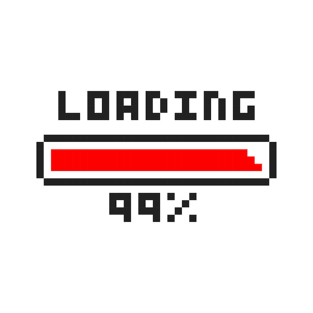 Pixel art 8bit loading bar 99 percent