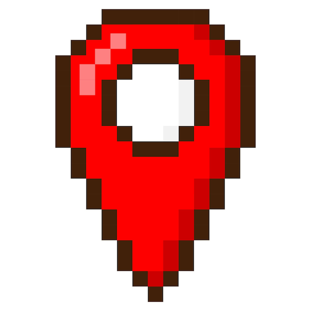 Pixel art 8bit red map pointer Pin location Vector icon