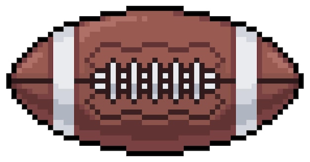 Pixel art american football bal pictogram voor game bit op witte achtergrond