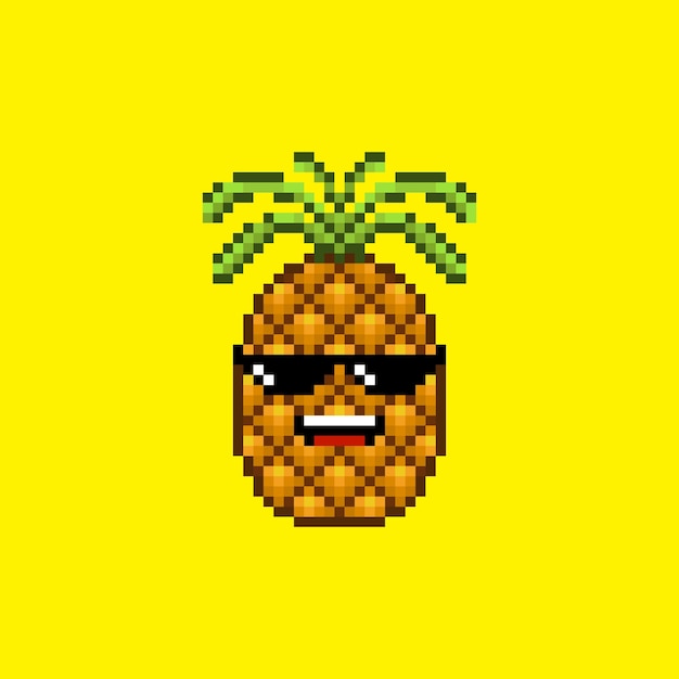 Vector pixel art ananas karakter