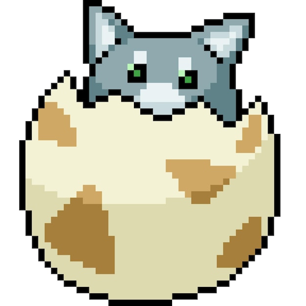 pixel art of baby cat hatch