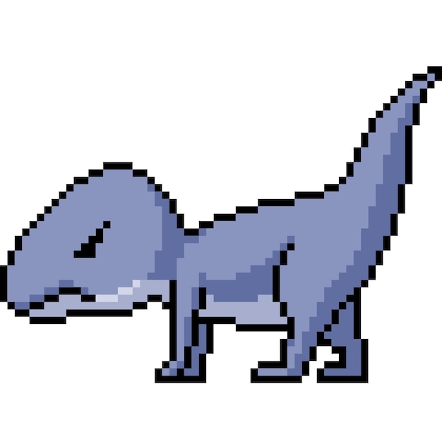 Vector pixel art of baby dinosaur angry