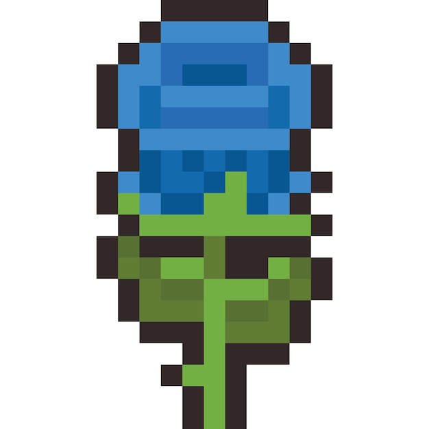 Pixel art blauwe roos icoon 3