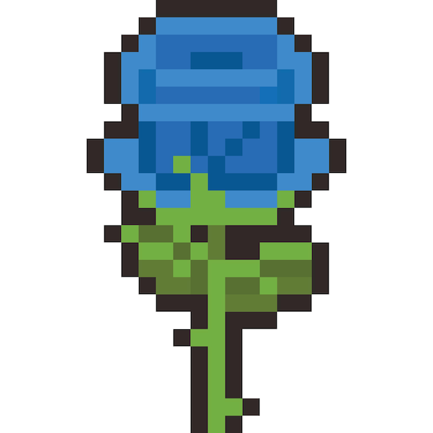 Pixel art blauwe roos icoon