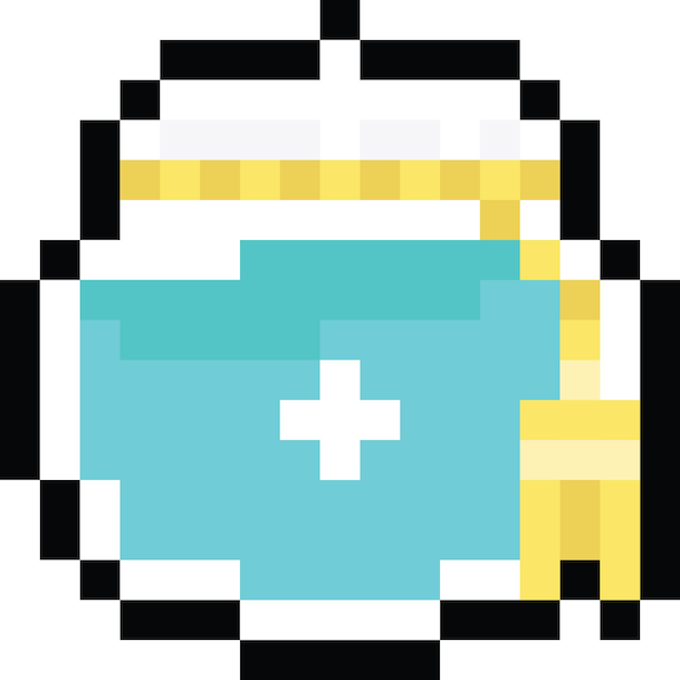 Pixel art blue potion bottle icon