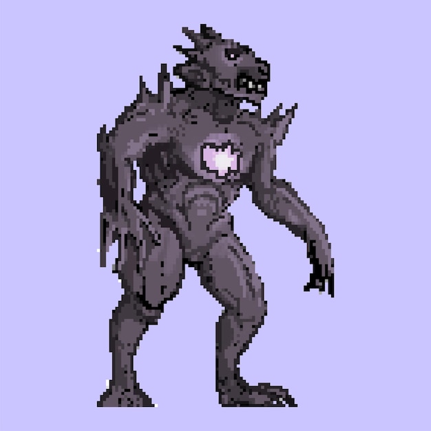 Pixel art boss godzilla character