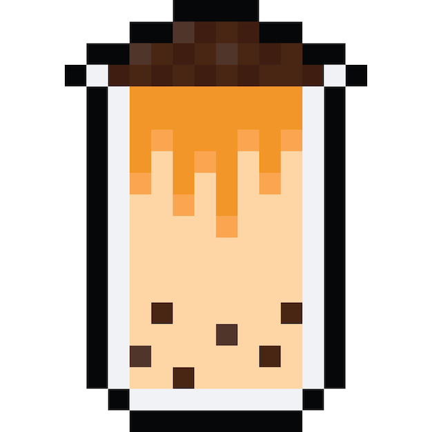 Pixel art bubble tea cup icon