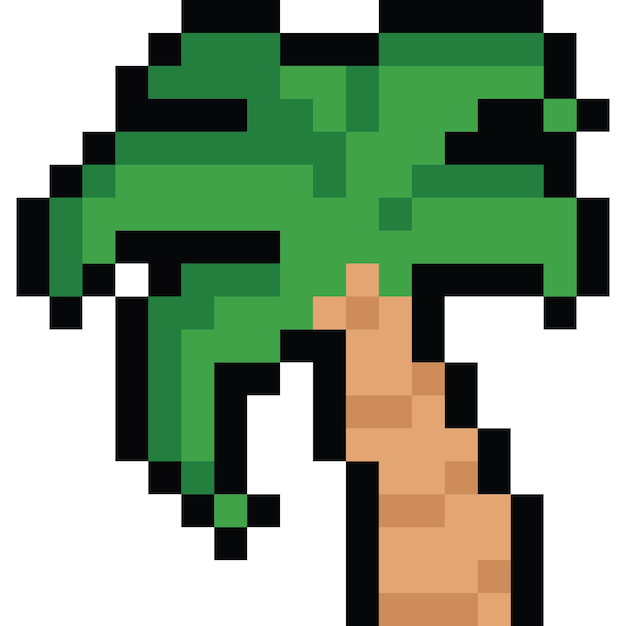 Vector pixel art cartoon coconut tree icon