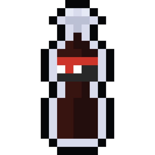 Vector pixel art cartoon cola bottle icon